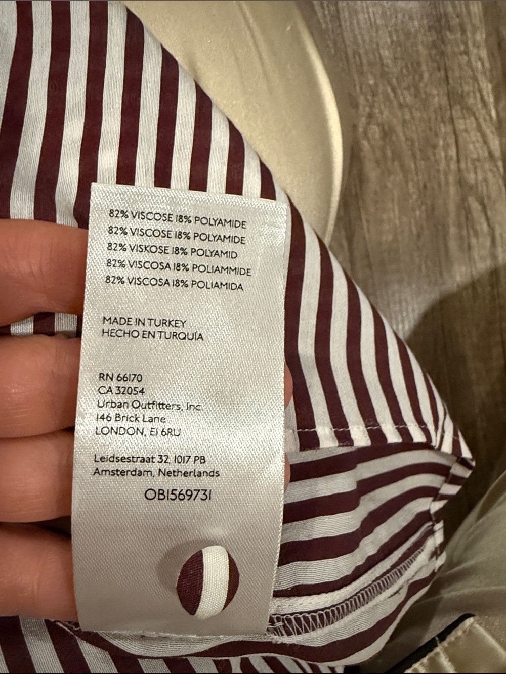 Anthropologie Maeve Maroon and White Striped V-Neck Blouse - Picture 7 of 7